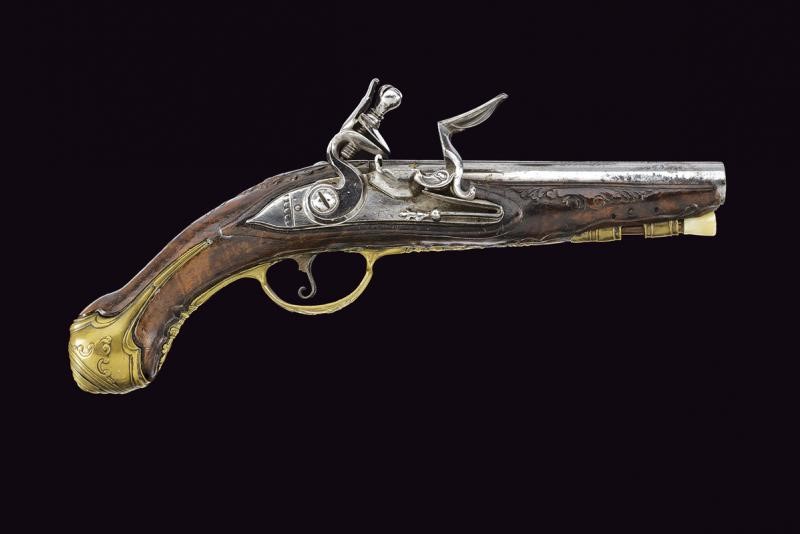 Pistola a pietra focaia da viaggio, Italia, XVIII Secolo
