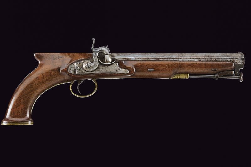 Forsyth, Pistola convertita a luminello da tiro con calcio a manico di sega