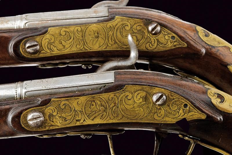 Pacini, Bel paio di pistole ridotte a luminello, Pistoia, Prima metà del XIX Secolo