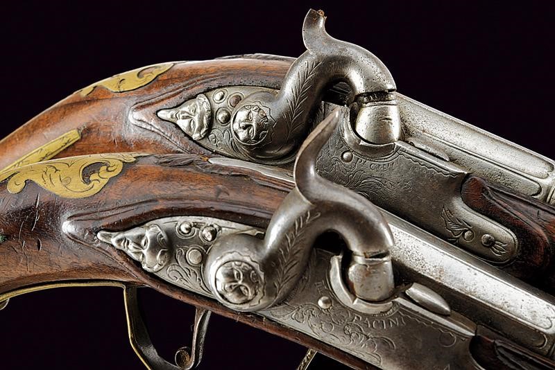 Pacini, Bel paio di pistole ridotte a luminello, Pistoia, Prima metà del XIX Secolo