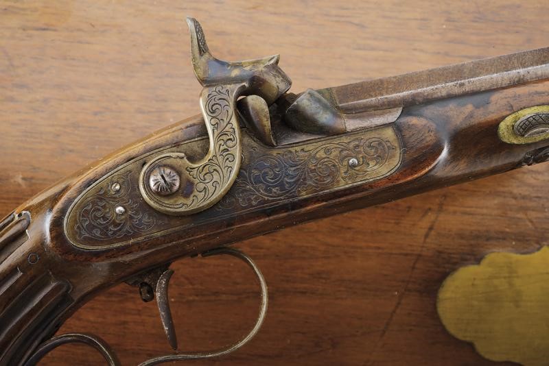 Pistole a luminello, Belgio, Metà del XIX Secolo, lunghezza 41 cm