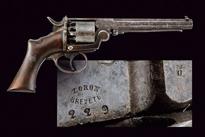 Revolver Loron a luminello, Belgio, metà XIX secolo, lunghezza 31 cm