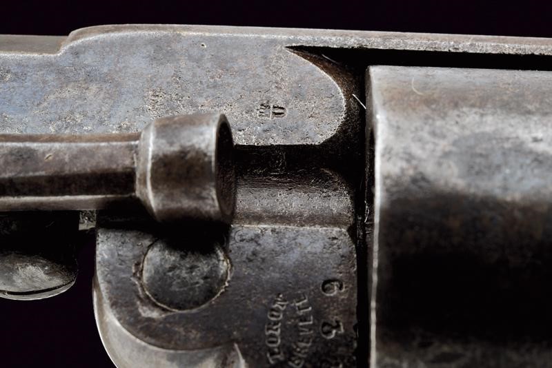 Revolver Loron a luminello, Belgio, metà XIX secolo, lunghezza 31 cm