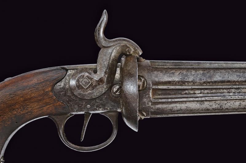 Pepperbox a luminello a cinque canne, metà XIX secolo, Europa