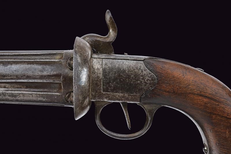 Pepperbox a luminello a cinque canne, metà XIX secolo, Europa