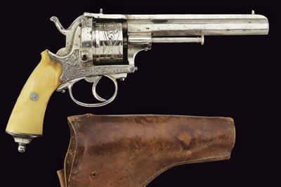 Revolver a spillo belga con fondina, 1860-70