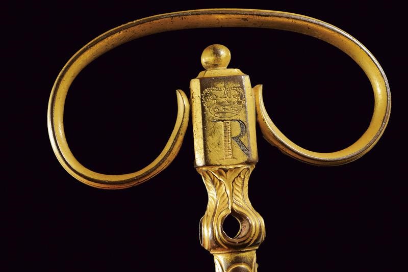 Chiave da Ciambellano, monogramma 'R', bronzo dorato, XVIII/XIX Secolo
