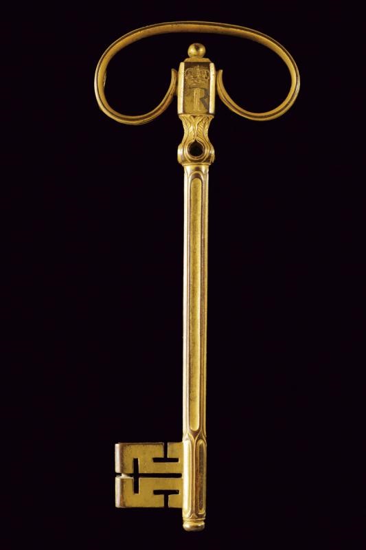 Chiave da Ciambellano, monogramma 'R', bronzo dorato, XVIII/XIX Secolo