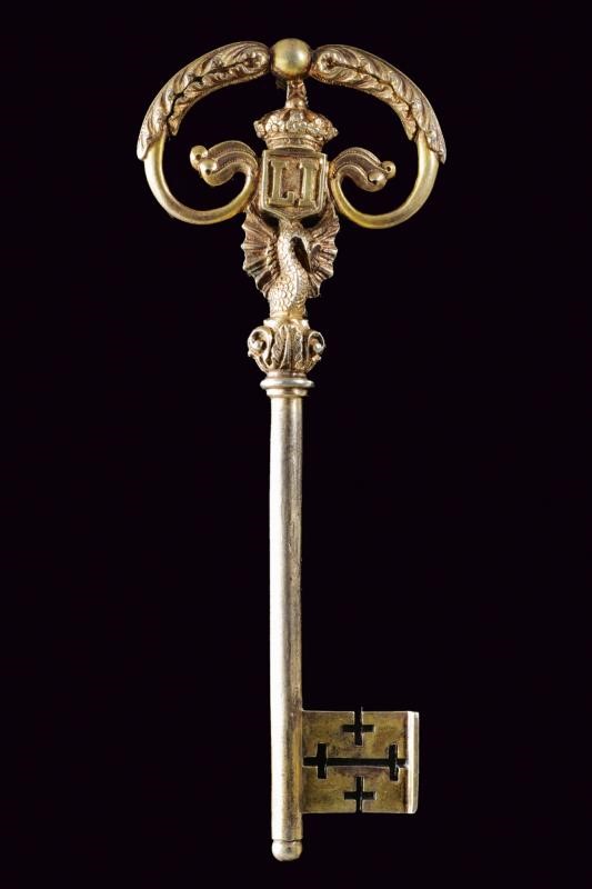Chiave da Ciambellano portoghese con monogramma 'L I', XIX Secolo