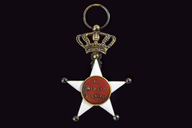 Ordine coloniale della Stella d'Italia, croce da ufficiale in metallo dorato e smaltato