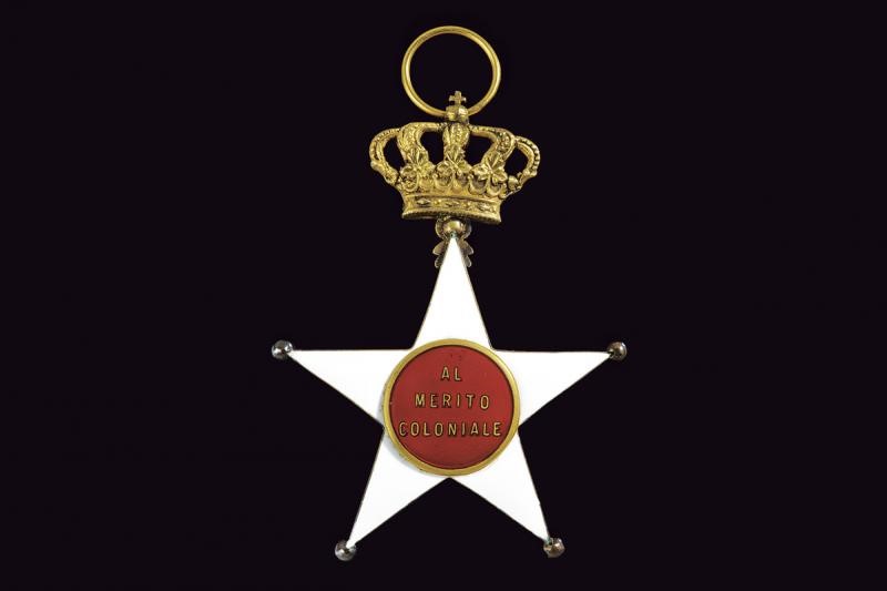 Ordine coloniale della Stella d'Italia, croce da commendatore in metallo dorato e smaltato