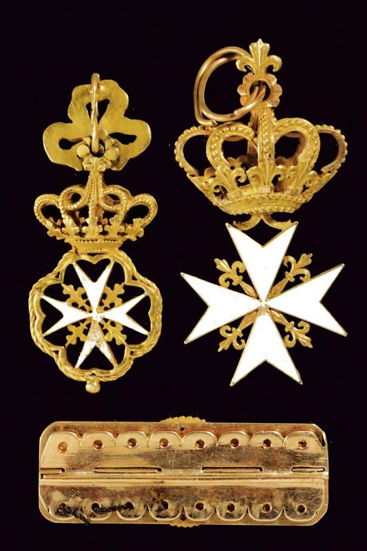 Sovrano Militare Ordine di Malta, Miniatura in oro e smalti bianchi, XIX Secolo