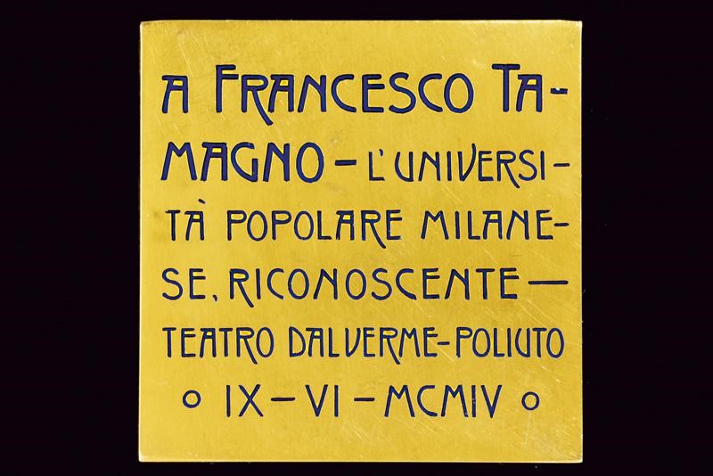 Tamagno, Placca commemorativa in oro, 1904