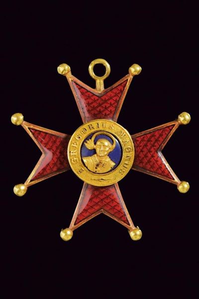Ordine di San Gregorio Magno, Croce da Cavaliere in Oro e Smalti, Stato Pontificio, XIX Secolo