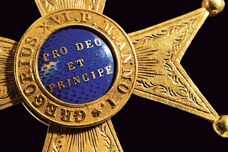 Ordine di San Gregorio Magno, Croce da Cavaliere in Oro e Smalti, Stato Pontificio, XIX Secolo