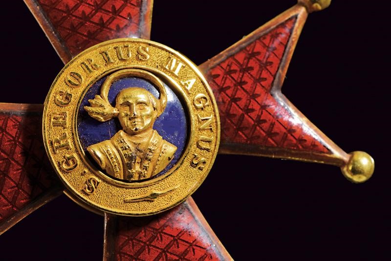 Ordine di San Gregorio Magno, Croce da Cavaliere in Oro e Smalti, Stato Pontificio, XIX Secolo