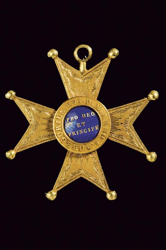 Ordine di San Gregorio Magno, Croce da Cavaliere in Oro e Smalti, Stato Pontificio, XIX Secolo