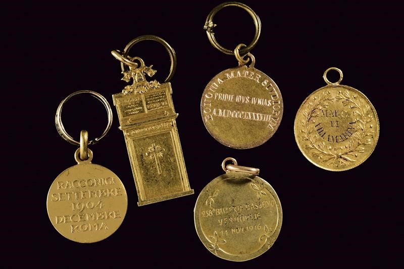 Pes di Villamarina, Lotto di cinque medaglie d'oro, Italia, circa 1900