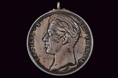 Medaglia commemorativa di Carlo X, Francia, 1829, diametro 4 cm