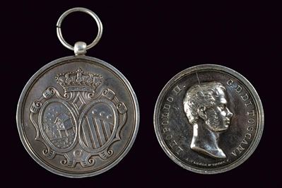 Medaglie in argento, Leopoldo II e Collegio Maria Luigia, Toscana, secondo quarto XIX secolo