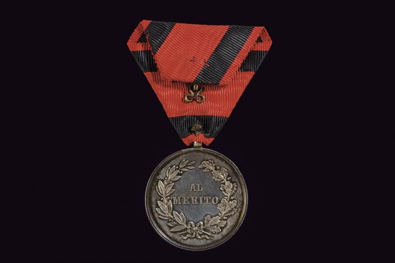 Ferdinando IV, Medaglia al Merito, Toscana, 1862, argento, diametro 3.5 cm