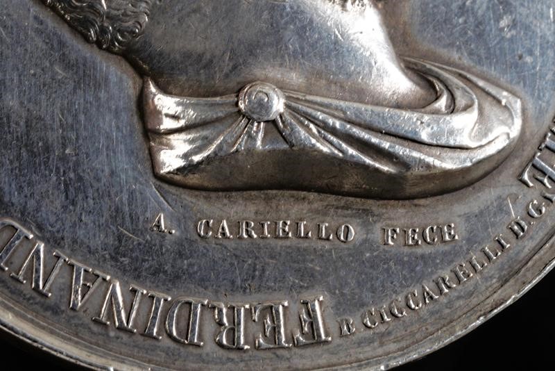 Medaglia di Ferdinando II, Regno delle Due Sicilie, 1843, argento, diametro 5.18 cm