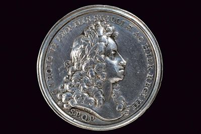 Medaglia di Carlo VI d’Asburgo, argento, Sicilia, 1720