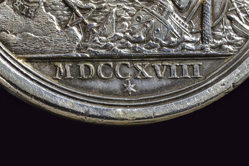 Medaglia commemorativa di Carlo VI, Sicilia 1718, argento, diametro 4.38 cm