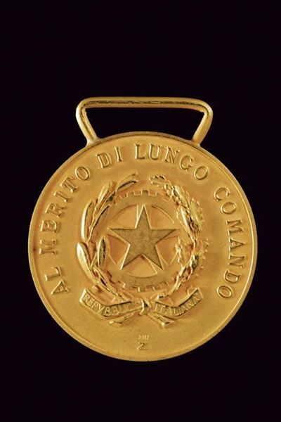 Medaglia Al Merito di Lungo Comando, Repubblica Italiana, oro 917/1000 - diametro 3.43 cm