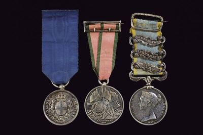 Medaglia Crimea 1854 con nastro originale e barrette, Paesi vari