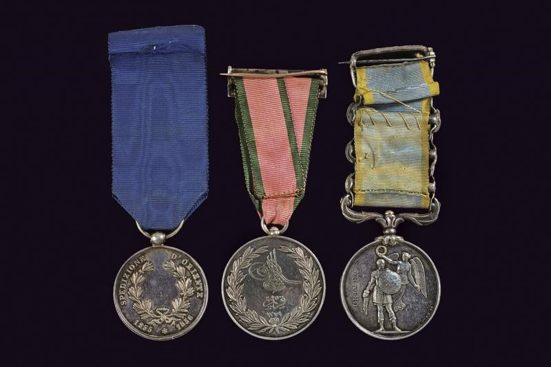Medaglia Crimea 1854 con nastro originale e barrette, Paesi vari