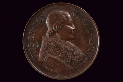 Medaglia Pio IX, bronzo, Stato Pontificio, 1870, diametro 5.06 cm