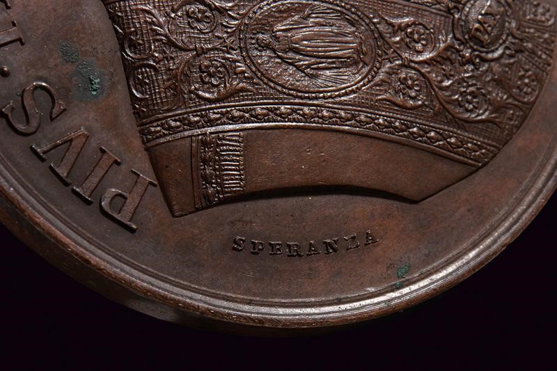 Medaglia Pio IX, bronzo, Stato Pontificio, 1870, diametro 5.06 cm