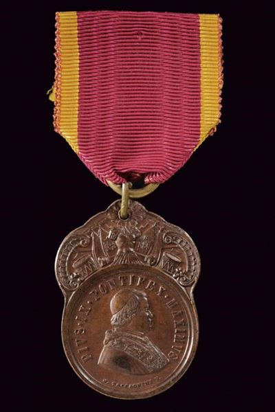 Medaglia Pio IX, Benemerenti militare in bronzo, Stato Pontificio (1860-66)