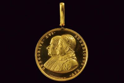 Medaglia commemorativa in bronzo dorato, Stato Pontificio, Metà XIX Secolo