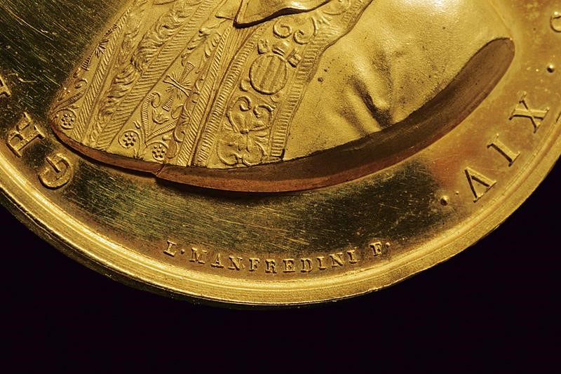 Medaglia commemorativa in bronzo dorato, Stato Pontificio, Metà XIX Secolo