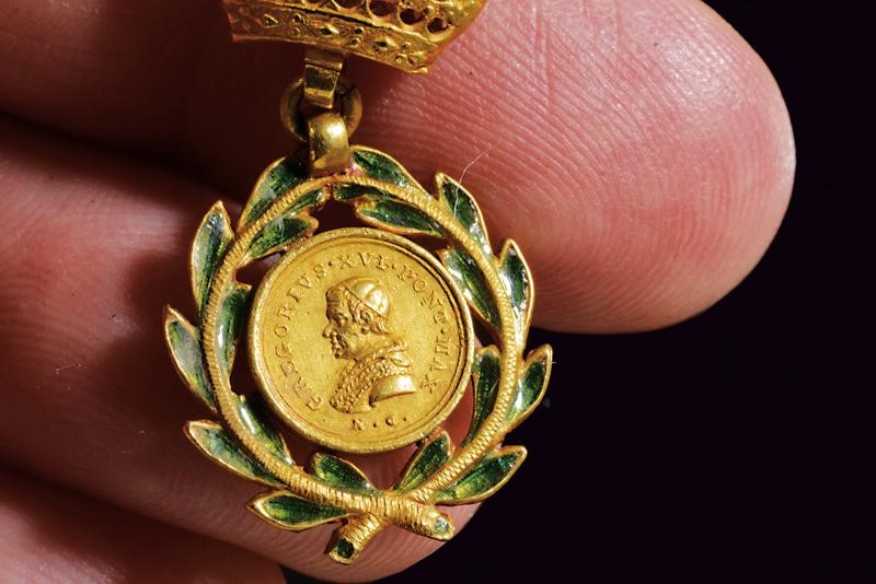 Medaglia in miniatura in oro, Gregorio XVI (1840 circa), Stato Pontificio