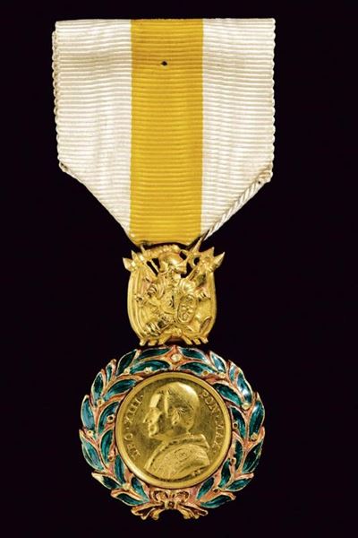 Medaglia di Leone XIII Benemerenti, Stato Pontificio, oro, 1870 circa