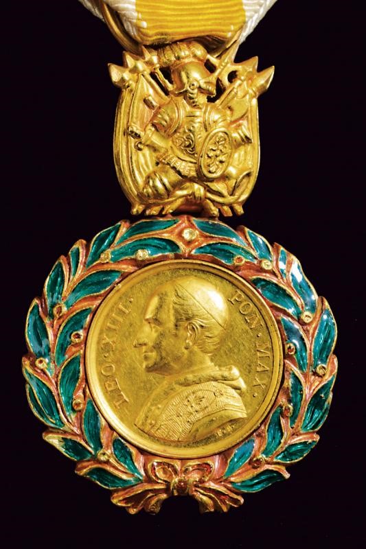 Medaglia di Leone XIII Benemerenti, Stato Pontificio, oro, 1870 circa