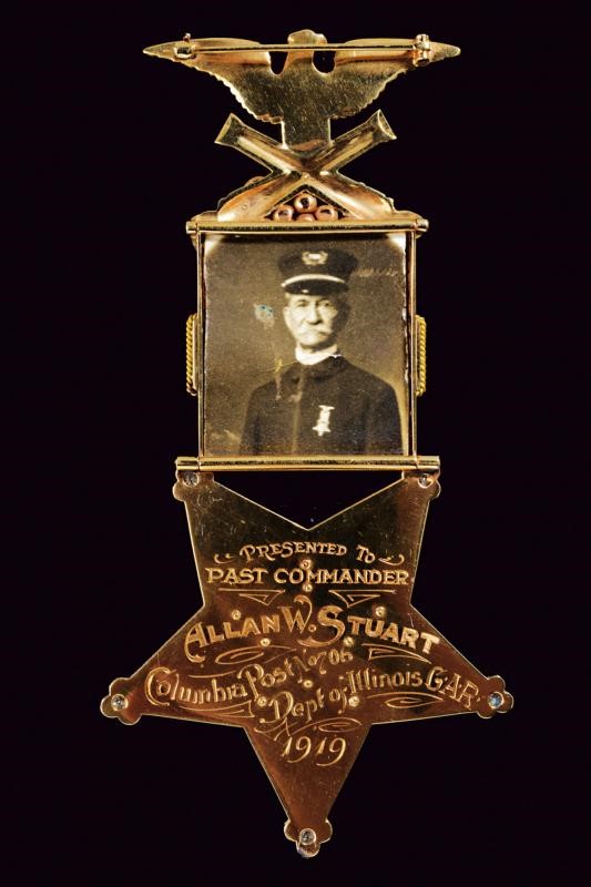 Medaglia in oro 14ct con pietre, 'Grand Army of the Republic Veteran 1861 - 1866', USA, 1919