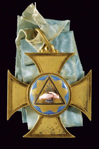 Decorazione massonica, medaglia dorata con smalti, Germania, circa 1900