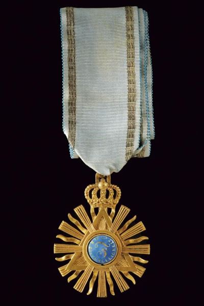 Decorazione massonica, metallo dorato con medaglione smaltato, Germania, circa 1900