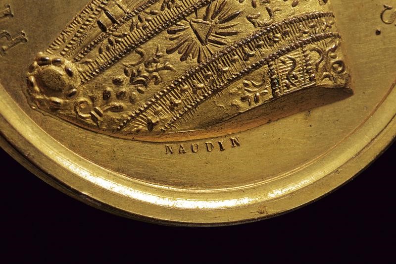 Medaglia commemorativa di Pio IX, bronzo dorato, metà del XIX secolo