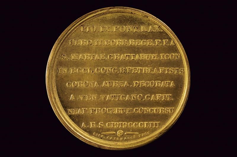 Scipione Catenacci, Medaglia commemorativa di Pio IX (1846-1878), bronzo dorato, 1853