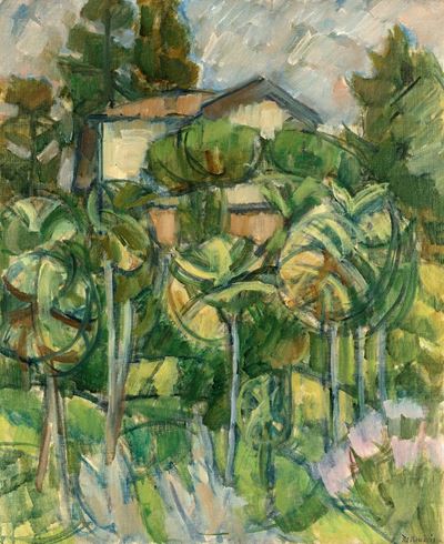 Paesaggio fra le palme, olio su tela