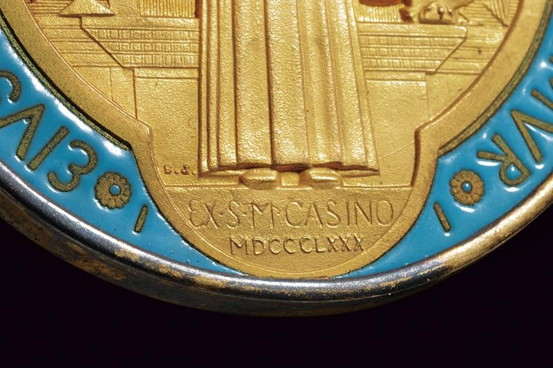 Medaglia di San Benedetto di Norcia, argento dorato e smaltato, 1880 circa