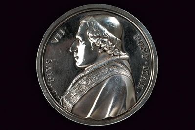 Medaglia Pio VII, argento, Stato Pontificio, 1814