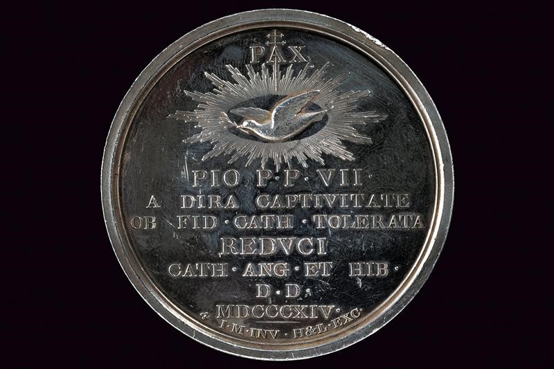 Medaglia Pio VII, argento, Stato Pontificio, 1814