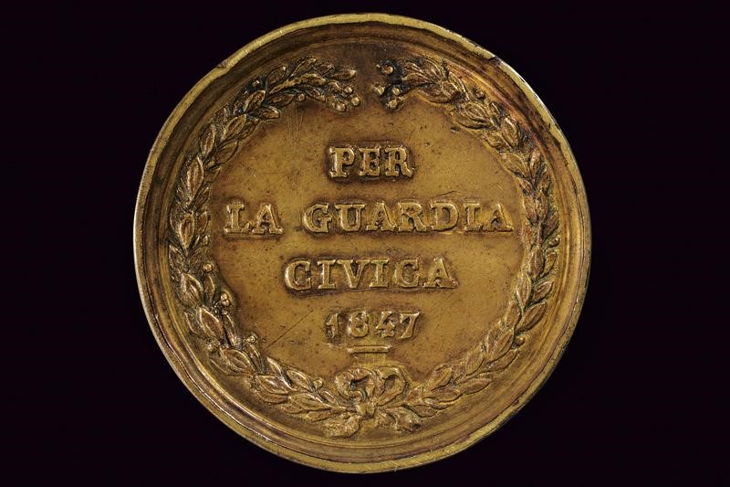 Picioli, Medaglia di Pio IX (1846-1878) in bronzo, Stato Pontificio, diametro 8 cm