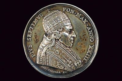Pio VII, Medaglia Benemerenti in argento, Stato Pontificio, 1822